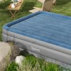 Outsunny King Size Air Bed with Built-in Pump, Inflatable Mattress with Carry Bag, Flocked Surface, Blow Up Airbed for Guest, Camping, Travel, 203 x 152 x 46cm, Blue and Grey
