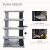 PawHut Pet Stairs, Cat Tree Climb Ladder with 4-step Stair, Scratching Posts, Platforms, Toy Ball, for Indoor Cats, Grey