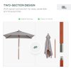 Outsunny 2m x 1.5m Garden Parasol Umbrella with Tilting Sunshade Canopy, Outdoor Market Table Umbrella with Wood and Bamboo Frame, Grey