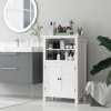 HOMCOM Modern Bathroom Storage Cabinet, Freestanding Bathroom Cabinet with Open Shelves, a Cupboard with Doors and Adjustable Shelves, White