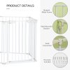 PawHut Pet Safety Gate, 5 Panels Playpen Fireplace, Metal Fence, Stair Barrier, Room Divider w/ Walk-Through Door - White