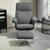 HOMCOM Recliner Chair with Footstool, Upholstered Velvet Fabric Armchair with Adjustable Back, Solid Wood Frame for Living Room, Charcoal Grey