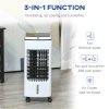HOMCOM 3-in-1 Portable Air Cooler with 4L Water Tank, Evaporative Air Cooling Fan with Automatic Oscillation, 3 Speeds, 7.5H Timer, Remote, Wheels for Home Office, White