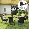 Outsunny Set of 4 Folding Chair, Garden Chair Set with Breathable Mesh Back and Seat, Outdoor Camping Chairs with Armrests, Steel Frame for Deck Balcony, Black