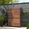 Outsunny Lean-to Small Shed, Tall Wooden Garden Shed with Slatted Bottom, Magnetic Doors, Double Shelves, Outdoor Tool Log Store, 103.5 x 59 x 174.5 cm, Mixed-Brown