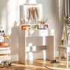 HOMCOM Dressing Table with Mirror and LED Lights, Vanity Table with 2 Drawers, 3 Compartments, 3 Colour Lighting, for Bedroom, Modern Dresser Makeup Desk for Women and Girls, White