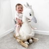 HOMCOM Kids Children Rocking Horse Plush Ride On Swan w/ Sound Wood Base Seat Safety Belt Toddler Baby Toy Rocker 18 - 36 Months
