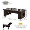 PawHut Raised Dog Bowl Feeding Bowls with Stand for Medium Dogs Elevated Pet Bowls Water Food Feeder 58L x 31W x 25H cm - Brown