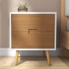 HOMCOM Bedside Table, Modern Nightstand with 2 Drawers, Small Sofa End Table with Storage and Solid Wood Legs for Bedroom, Living Room, Brown