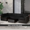 Outsunny Replacement Cushion Covers for Garden Sofa Set, Garden Rattan Sofa Cushion Polyester Cover Replacement Outdoor - No Cushion Included, Black