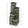 Outsunny Outdoor Garden Water Feature with 4-Tier Stacked Stone Look Bowls, Patio Cascading Waterfall Fountain, Adjustable Flow, Rustic D??cor, Black and Yellow