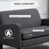 HOMCOM 2 Seater Sofa, Small Comfy Sofa Couch with Rubber Wood Legs, Modern Upholstered Loveseat for Living Room, Bedroom, Charcoal Grey