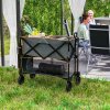 Outsunny Double Decker Folding Trolley on Wheels, 200KG & 350L Capacity Collapsible Wagon Festival Trolley Cart with 134cm Extended for Camping Sports Shopping Garden and Beach, Grey