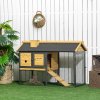 PawHut 2 Tiers Rabbit Hutch and Run, Guinea Pig Hutch Outdoor with Sliding Tray, Ramp, for 1-2 Rabbits
