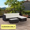 Outsunny Outdoor Cushion Pad Set for Rattan Furniture, 7 Piece Garden Furniture Cushions, Patio Conversation Set Cushions ONLY, Lightweight and Durable, Cream