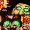 HOMCOM 94cm Animated Witch Halloween Decorations Outdoor Indoor, Scary Halloween Animatronics Decor with Sound Touch Activated, Candy Bag Prop with Light Up Eyes for House Garden Party