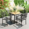 Outsunny Set of 4 Garden Chairs, Stackable Outdoor Chairs with Metal Slatted Seat & Backrest, for Yard, Garden, Black