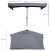 Outsunny 2.3m Half Parasol Semi Round Umbrella Patio Metal Frame Crank Handle for Balcony-- NO BASE INCLUDED, Grey