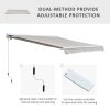 Outsunny 3.5 x 2.5m Electric Garden Door Awning Half Cassette Outdoor Retractable Canopy Patio Shelter w/ Remote Controller Cream White