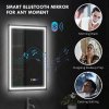HOMCOM Bluetooth Bathroom Mirror with LED Lights, Illuminated Backlit Wall Mounted Vanity Mirror with 3 Colours Dimmable, Demister Pad, Memory Function, Touch Sensor, IP44