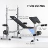 HOMCOM Adjustable Weight Bench with Squat Rack, Heavy Duty Bench Press Rack with Preacher Curl Pad, Leg Developer, Barbell Rack, Butterfly, Home Gym Strength Training Multiuse Workout Bench, Grey
