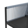 Outsunny 5 Pieces Garden Dining Set, Outdoor Patio Cube Set, 4 Seater Outdoor Table and Chairs with Foldable Backrest, Tempered Glass Top, Handwoven Rope for Poolside, Space-Saving, Dark Grey