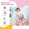 HOMCOM Kids Rocking Horse, Plush Ride On Horse with Music, Sound, Saddle, Wooden Base, Ride On Toy for Ages 3-6 Years - Pink