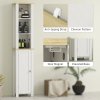 kleankin Slim Bathroom Storage Unit with Open Compartment, Bathroom Storage Cabinet with Adjustable Shelf, 34 x 23 x 165 cm, White