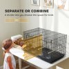 PawHut Bird Cage with Divider, Parrot Cage with 4 Wooden Perches, Slide Out Tray, 4 Feeders, for Budgie, Lovebird, Canary, Finches, 76 x 46 x 46cm, Black