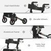 HOMCOM 4 Wheel Rollator with Seat and Back, Folding Mobility Walker with Carry Bag, Adjustable Height, Dual Brakes, Cane Holder, Lightweight Aluminium Walking Frame for Seniors and Disabled
