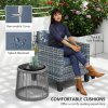 Outsunny Single Seater Rattan Garden Armchair, PE Wicker Rattan Chair with Armrests and Cushions, Garden Chair with Galvanised Steel Frame for Conservatory, Porch, Light Grey