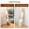 HOMCOM Full Length Mirror, 40 x 160 cm, Rectangular Full Body Mirror with Curved Corners for Bedroom, Living Room, Cloakroom, Floor Standing or Leaning Against Wall, Gold Tone