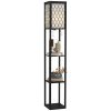 HOMCOM Modern Shelf Floor Lamp Light with Three Open Shelves Large Storage Display, for Living Room, 160cm, Bulb not Included, Black