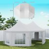 Outsunny 6.8 x 5m Octagonal Marquee Gazebo, Heavy Duty Wedding Party Tent with Sides and Doors, White