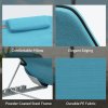 Outsunny Set of 2 Foldable Garden Beach Chair Mat Lightweight Outdoor Sun Lounger Seats Adjustable Back Metal Frame PE Fabric Head Pillow w/ Carry Bag, Light Blue