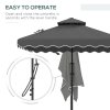 Outsunny 2.5m Cantilever Parasol with Easy Lever, Square Double Top Garden Parasol Umbrella with Ruffles and Cross Base, Overhanging Outdoor Sun Shades, Dark Grey