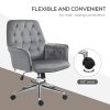 Vinsetto Office Desk Chair, Velvet-Feel Fabric Vanity Chair with Height Adjustable, Armrest, Swivel Chair for Home, Dark Grey
