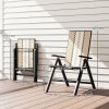 Outsunny Rattan Folding Chair Outdoor, 5-Position Adjustable Wicker Garden Dining Chair with High Backrest, Wide Armrest, for Patio, Terrace, Balcony, Orange