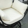 Outsunny 360?? Swivel Egg Chair, Garden Rattan Swivel Chair with Thickened Cushion and Pillow, 150 KG Capacity for Indoor Outdoor, Balcony, Patio, Black