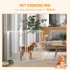 PawHut 2 in 1 Multifunctional Dog Pen, Safety Pet Gate, 6 Panels Dog Playpen with Double-Locking Door, Foldable Dog Barrier for Medium Dogs, 90Hcm - White