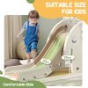 AIYAPLAY Kids Slide, 3 in 1 Toddler Slide with Basketball Hoop, Climber, Elephant-Themed Indoor Slide for 1-3 Years, Cream White