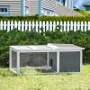 PawHut Rabbit Hutch Guinea Pig Hutch Wooden Small Animal Cage Rabbit Run Duck House with Openable Roof for Indoor Outdoor 115 x 66 x 47.5 cm