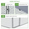 PawHut Walk in Chicken Run Chicken Coop Galvanised Outdoor Poultry Cage w/ Cover, for 10-15 Chickens, Hens, Rabbits, Ducks, 4 x 3.5 x 2.6m - Silver Tone