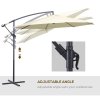 Outsunny 3(m) Garden Cantilever Parasol Patio Banana Hanging Umbrella Sun Shade with Crank and Tilt, 8 Ribs and Cross Base, Beige
