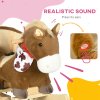 HOMCOM Kids Rocking Horse Plush Ride On Horse with Safety Belt, Realistic Sounds, Foot Pedals for Toddlers Aged 18-36 Months - Brown