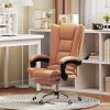Vinsetto High Back Vibration Massage Office Chair, Heated Reclining PU Leather Computer Chair with 135° Reclining Back and Footrest, Light Brown