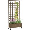 Outsunny Wooden Trellis Planter, Raised Beds for Garden with Wheels and Drainage Holes, Privacy Screen Planter Box to Grow Vegetables, Herbs and Flowers for Garden, Patio, Deck, Brown