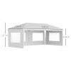 Outsunny 3 x 6m Garden Pop Up Gazebo, Height Adjustable Marquee Party Tent with Sidewalls, Storage Bag, White