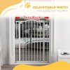 PawHut Pressure Fit Dog Stair Gate No Drilling Safety Gate Auto Close for Doorways, Hallways, 74-80cm Adjustable, 94cm Tall, White