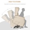 HOMCOM Power Lift Recliner Armchair, Electric Lift Chair for Elderly, Fabric Riser and Reclining Chair with Remote Control, Side Pockets, Extended Footrest, for Living Room, Beige